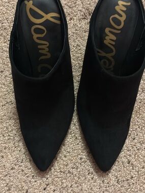Sam Edelman Black Pointed-Toe Slip-On Heels